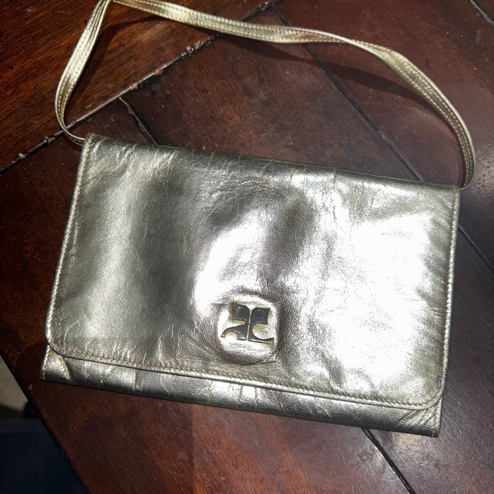 Authentic vintage Courreges Paris small / mini purse gold - mint